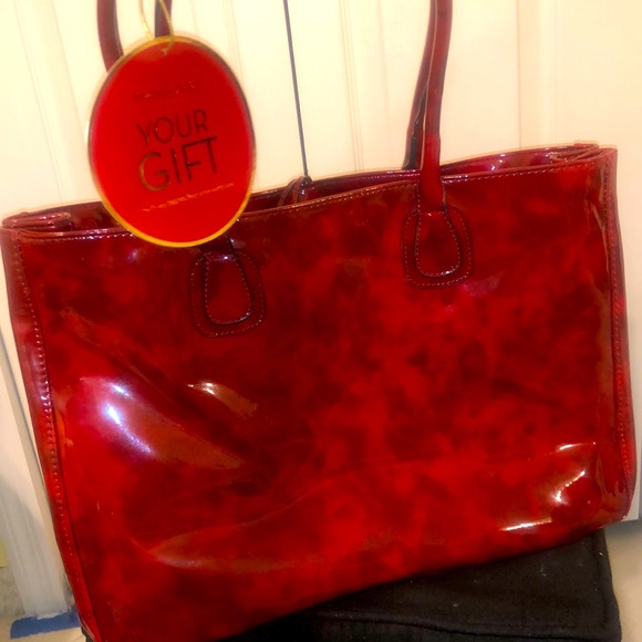 Red Elizabeth Arden Faux Leather Tote - Picture 2 of 5